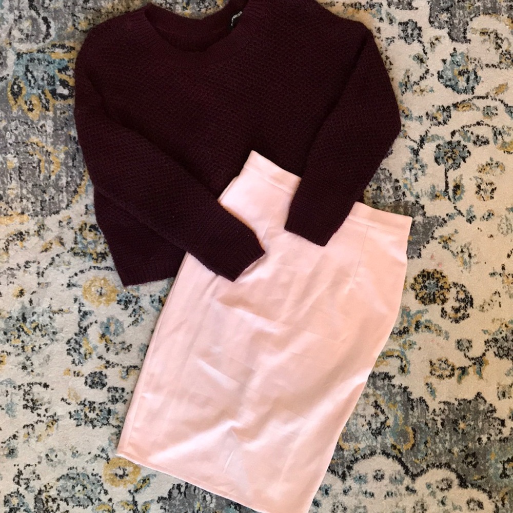 Pink Suede Missguided Pencil Skirt